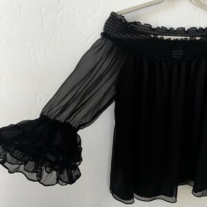CeCe Black Ruffled Mini Skirt